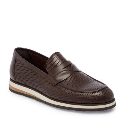 Kahve Deri Erkek Loafer - E25I1AY57341-B90 - 1