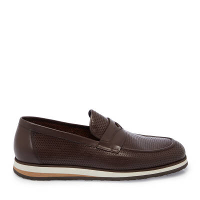 Kahve Deri Erkek Loafer - E25I1AY57341-B90 - 3