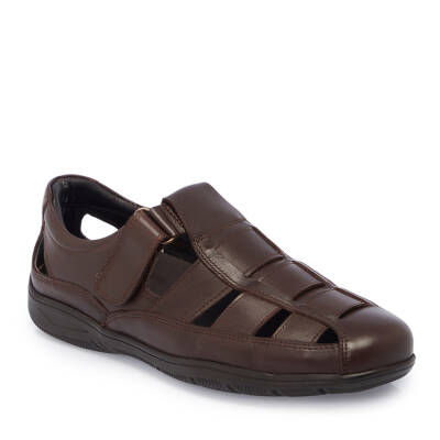 Kahve Deri Erkek Sandalet - E25Y1SN57327-A24 - 1