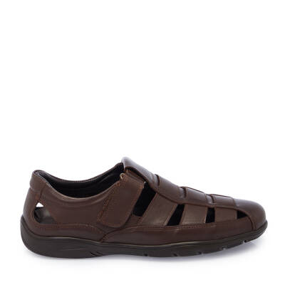 Kahve Deri Erkek Sandalet - E25Y1SN57327-A24 - 3