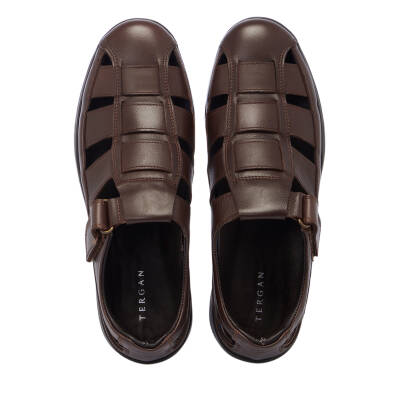 Kahve Deri Erkek Sandalet - E25Y1SN57327-A24 - 5