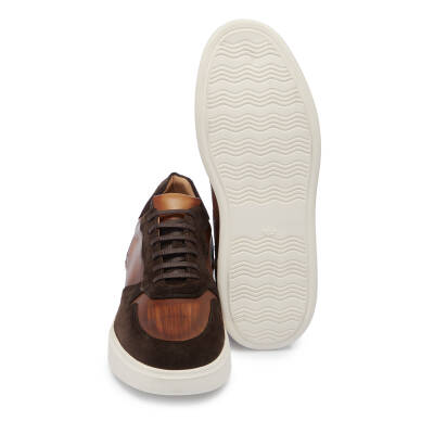 Kahve Deri Erkek Sneaker - E24I1AY56724-B85 - 4