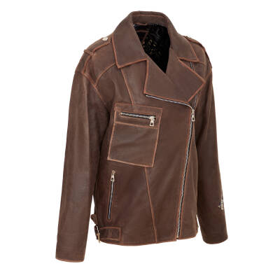 Kahve Deri Kadın Deri Mont - K24KDM320457-U4R - 2