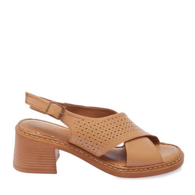 Kahve Deri Kadın Sandalet - K24Y1SN67221-U1Y - 3