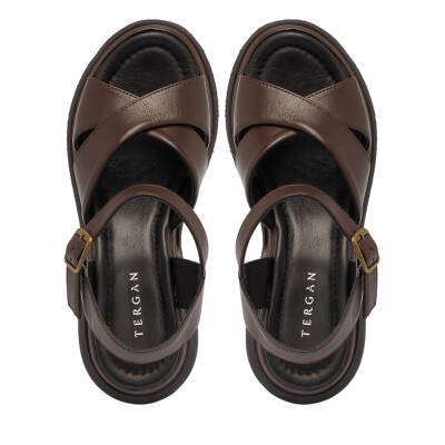 Kahve Deri Kadın Sandalet - K25Y1SN67756-O09 - 5