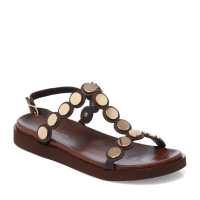 Kahve Deri Kadın Sandalet - K25Y1SN68113-A24 - 1