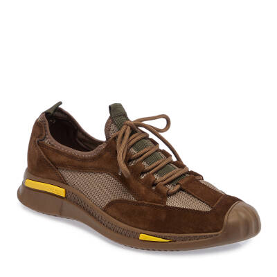  Kahve Deri-Tekstil Erkek Sneaker - E23I1AY56134-B85 