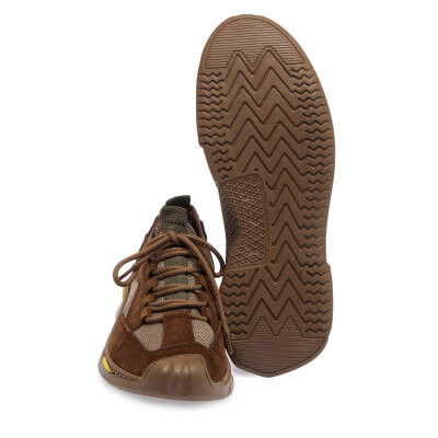  Kahve Deri-Tekstil Erkek Sneaker - E23I1AY56134-B85 - 4