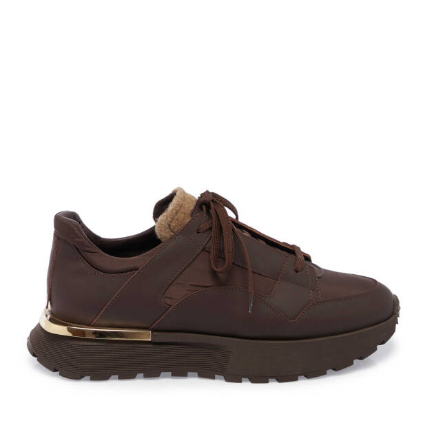 Kahve Deri - Tekstil Erkek Sneaker - E23S1AY56358-I8M - 3