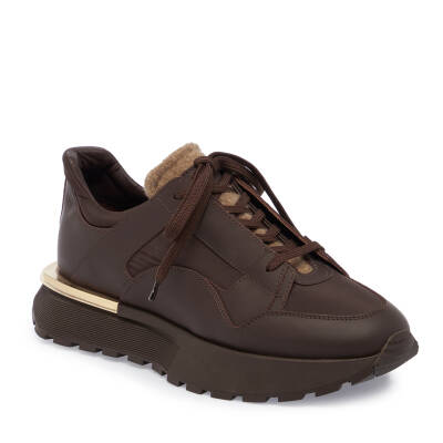  Kahve Deri-Tekstil Erkek Sneaker - E23S1AY56358-I8M 