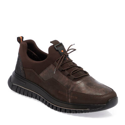  Kahve Deri-Tekstil Erkek Sneaker - E23S1AY56388-A24 