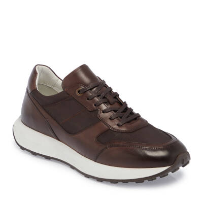 Kahve Deri-Tekstil Erkek Sneaker - E24I1AY56870-B90 