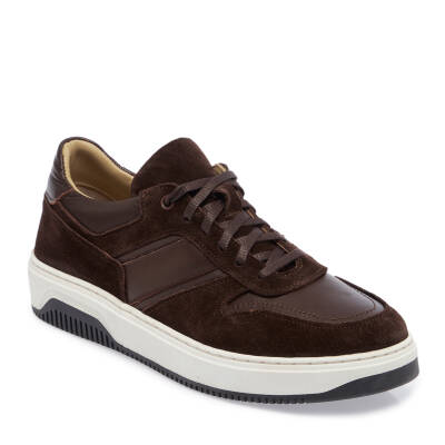 Kahve Deri-Tekstil Erkek Sneaker - E24I1AY56901-W20 