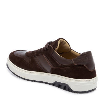 Kahve Deri-Tekstil Erkek Sneaker - E24I1AY56901-W20 - 2