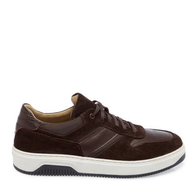 Kahve Deri-Tekstil Erkek Sneaker - E24I1AY56901-W20 - 3