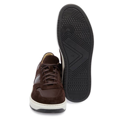 Kahve Deri-Tekstil Erkek Sneaker - E24I1AY56901-W20 - 4