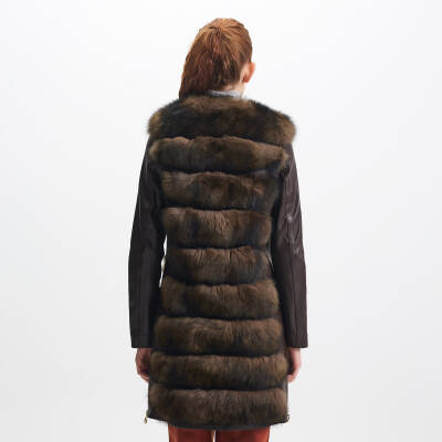 Kahve Kürk-Deri Kadın Kürk Kaban - K23KKM320382-S1S - 4