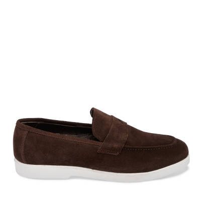  Kahve Süet Deri Erkek Loafer - E24I1AY56784-B85 - 3