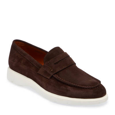  Kahve Süet Deri Erkek Loafer - E24I1AY56785-B85 - 1