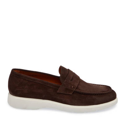  Kahve Süet Deri Erkek Loafer - E24I1AY56785-B85 - 3