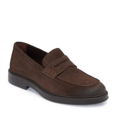 Kahve Süet Deri Erkek Loafer - E24S1AY56971-B85 - 1