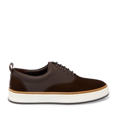 Kahve Süet Deri Erkek Sneaker - E24S1AY57070-B85 - 3