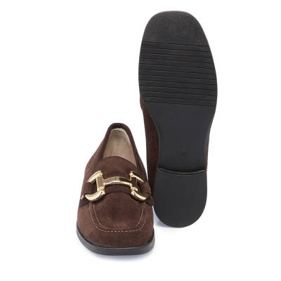  Kahve Süet Deri Kadın Loafer - K24S1AY67568-B85 - 4