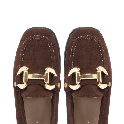  Kahve Süet Deri Kadın Loafer - K24S1AY67568-B85 - 5