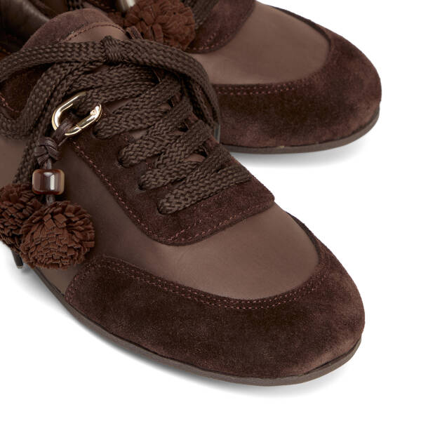 KAHVE-SÜET / KAHVE-TEKSTİL Deri-Tekstil Kadın Sneaker - K26S1AY68841-V4W - 3