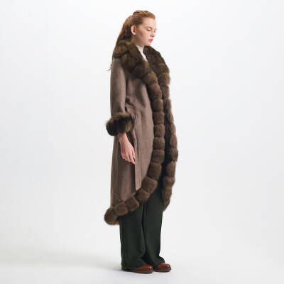 Kahve Tekstil - Kürk Kadın Kürk Kaban - K23KKM320380-Q8B - 3