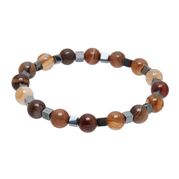 Kahverengi Akik Erkek Bileklik - E1BLK0410289-D63 - 1