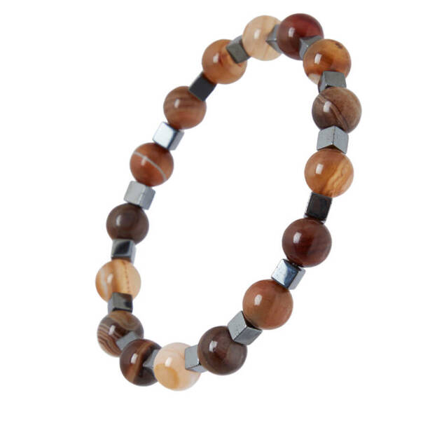 Kahverengi Akik Erkek Bileklik - E1BLK0410289-D63 - 2