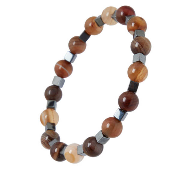 Kahverengi Akik Erkek Bileklik - E1BLK0410289-D63 - 2