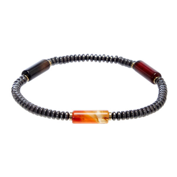 Kahverengi Akik - Hematit Erkek Bileklik - E1BLK0410478-D63 - 1