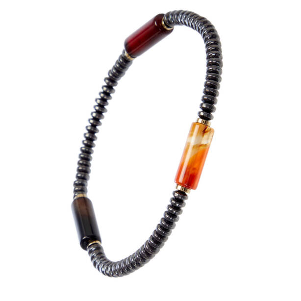 Kahverengi Akik - Hematit Erkek Bileklik - E1BLK0410478-D63 - 2