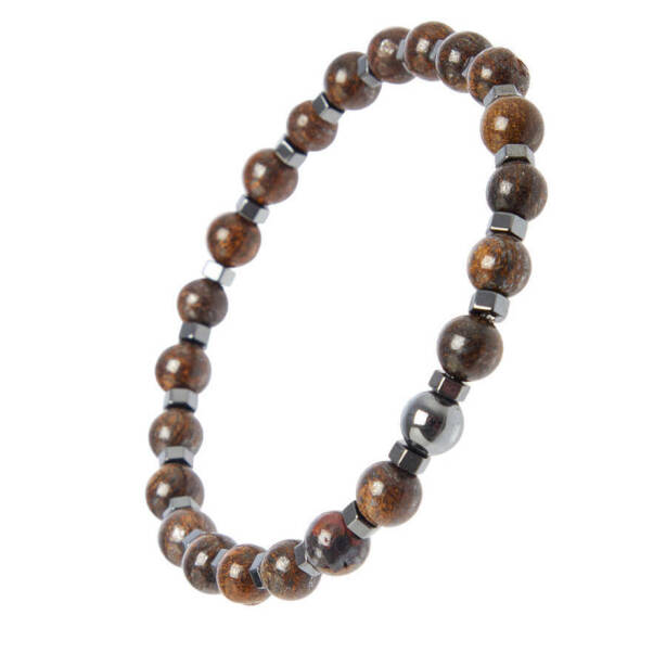 Kahverengi Bronzit Erkek Bileklik - E1BLK0410349-D63 - 2