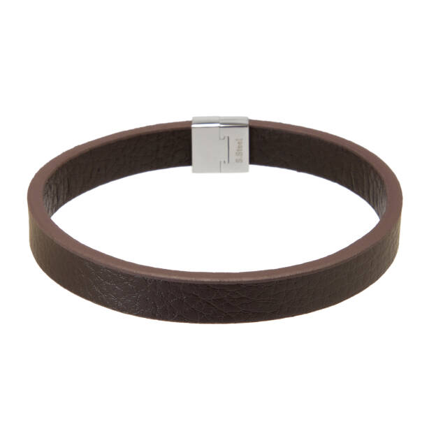 Kahverengi Deri - Çelik Erkek Bileklik - E1BLK0410491-U0O - Tergan