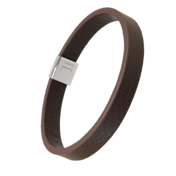 Kahverengi Deri - Çelik Erkek Bileklik - E1BLK0410491-U0O - 2