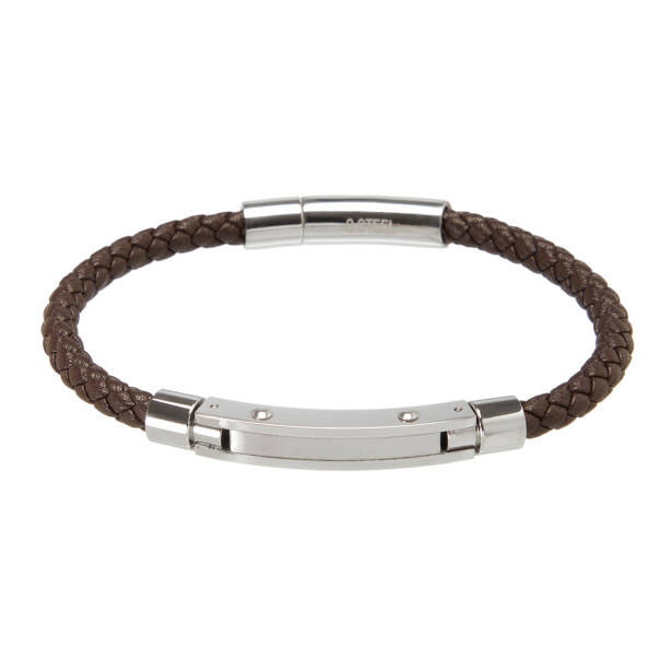 Kahverengi Deri - Çelik Erkek Bileklik - E1BLK0410492-U0O - Tergan