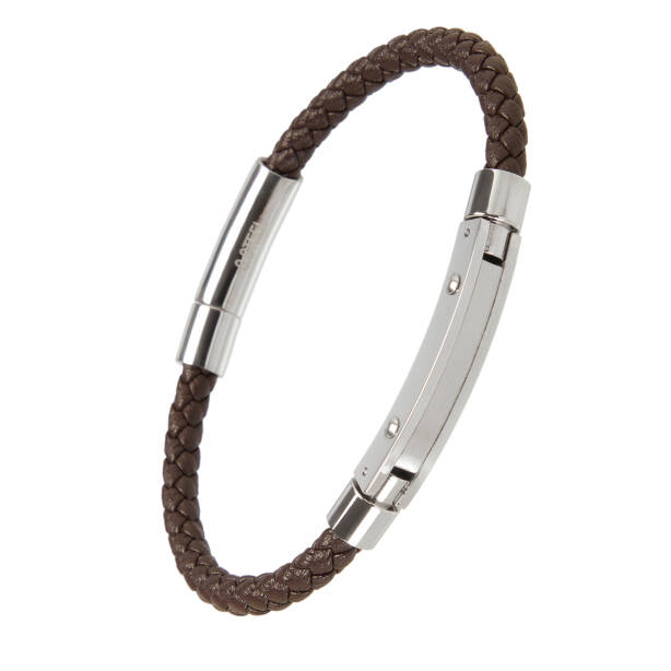 Kahverengi Deri - Çelik Erkek Bileklik - E1BLK0410492-U0O - Tergan