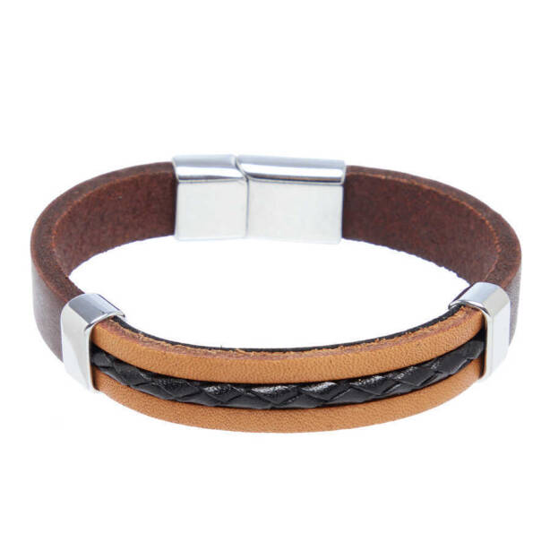 Kahverengi Deri Erkek Bileklik - E1BLK0410273-S0Q - 1