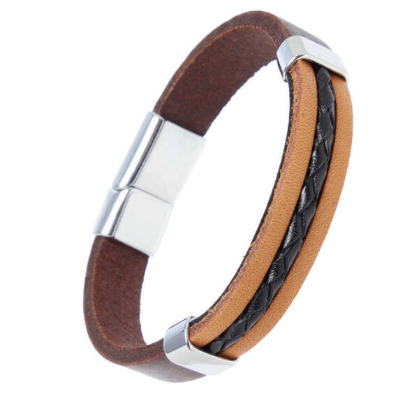 Kahverengi Deri Erkek Bileklik - E1BLK0410273-S0Q - 2