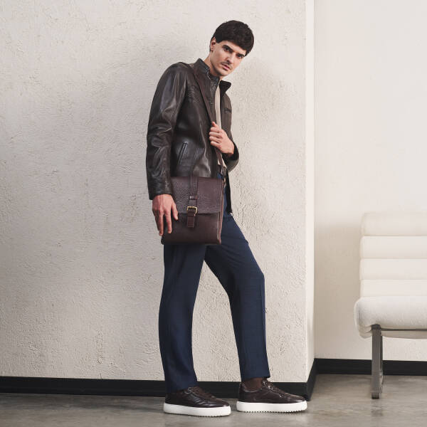 Kahverengi Hakiki Deri Erkek Çapraz Askılı Çanta - S1AC00021478-P3Y - 1