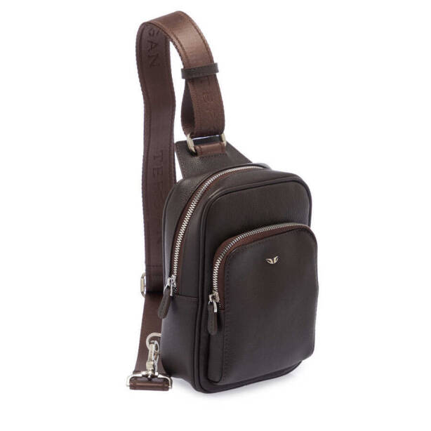 Kahverengi Deri Erkek Çapraz Askılı Çanta - S1AC00021490-U5H - 2