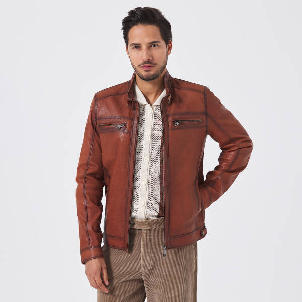 Kahverengi Deri Erkek Deri Mont - E23BDM310543-R47 - 2