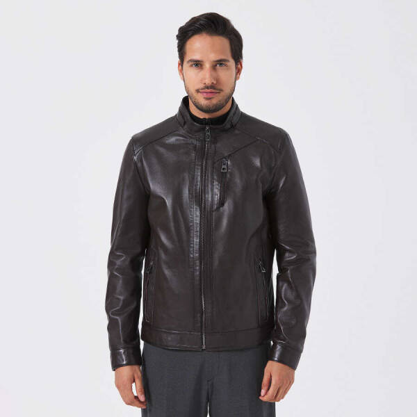 Kahverengi Deri Erkek Deri Mont - E23KDM310490-Q3V - 2