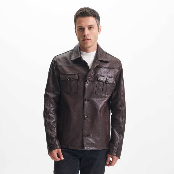 Kahverengi Deri Erkek Deri Mont - E24KDM310585-R4W - 2