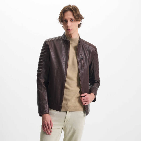 Kahverengi Deri Erkek Deri Mont - E24KDM310586-R4W - 2