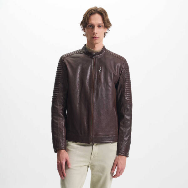 Kahverengi Deri Erkek Deri Mont - E24KDM310586-R4W - 3