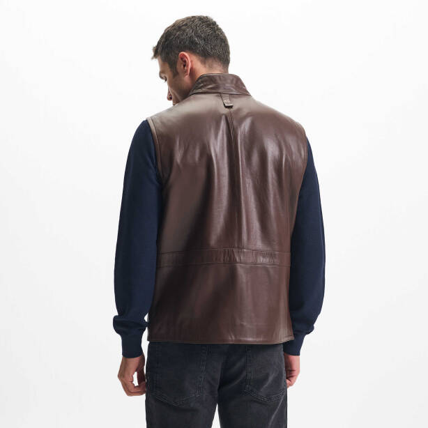 Kahverengi Deri Erkek Deri Yelek - E24IDY310563-Q3I - Tergan Four Season